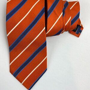 AteSeta Striped Tie 100% silk Orange Made in Italy